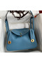 Hermes Lindy 26 Handmade Bag In Blue Jean Clemence Leather  Replica