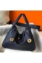Hermes Lindy 26cm Bag In Navy Blue Clemence Leather GHW  Replica