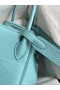 Hermes Lindy 30 Handmade Bag In Blue Atoll Clemence Leather  Replica