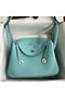 Hermes Lindy 30 Handmade Bag In Blue Atoll Clemence Leather  Replica