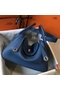 Hermes Lindy 30cm Bag In Blue Agate Clemence Leather PHW  Replica