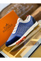 Hermes Men's Addict Sneakers In Bicolor Blue Knit  Replica