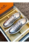 Hermes Men's Avantage Sneakers In Grey Metallic Leather  Replica