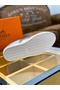 Hermes Men's Avantage Sneakers In Grey Metallic Leather  Replica