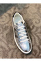 Hermes Men's Avantage Sneakers In Grey Metallic Leather  Replica