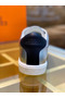 Hermes Men's Avantage Sneakers In Grey Metallic Leather  Replica