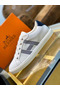 Hermes Men's Avantage Sneakers In White/Blue Calfskin  Replica