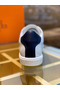 Hermes Men's Avantage Sneakers In White/Blue Calfskin  Replica
