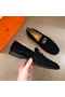 Hermes Men's Tenor Loafers In Black Suede Leather  Replica