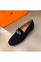 Hermes Men's Tenor Loafers In Black Suede Leather  Replica