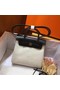 Hermes mini Herbag Original Canvas Leather & Calfskin 45987 Offwhite&Black  Replica