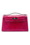 Hermes MINI Kelly 22cm Clutch Croco Leather KL22 Rose  Replica