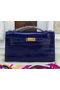 Hermes MINI Kelly 22cm Tote Bag Croco Leather KL22 Blue  Replica