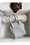 Hermes Mini Lindy Handmade Bag In Blue Brume Clemence Leather  Replica