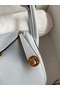Hermes Mini Lindy Handmade Bag In Blue Brume Clemence Leather  Replica
