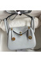 Hermes Mini Lindy Handmade Bag In Blue Brume Clemence Leather  Replica