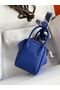 Hermes Mini Lindy Handmade Bag In Blue Electric Clemence Leather  Replica