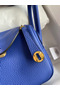 Hermes Mini Lindy Handmade Bag In Blue Electric Clemence Leather  Replica