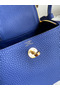 Hermes Mini Lindy Handmade Bag In Blue Electric Clemence Leather  Replica
