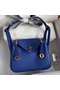 Hermes Mini Lindy Handmade Bag In Blue Electric Clemence Leather  Replica