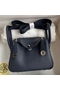Hermes Mini Lindy Handmade Bag In Blue Nuit HHL19clbnClemence Leather  Replica