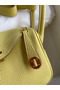 Hermes Mini Lindy Handmade Bag In Jaune Poussin Clemence Leather  Replica