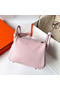 Hermes Mini Lindy Handmade Bag In Mauve Pale Swift Leather  Replica
