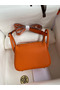 Hermes Mini Lindy Handmade Bag In Orange Clemence Leather  Replica