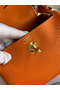 Hermes Mini Lindy Handmade Bag In Orange Clemence Leather  Replica