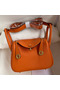 Hermes Mini Lindy Handmade Bag In Orange Clemence Leather  Replica