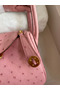 Hermes Mini Lindy Handmade Bag In Rose Sakura Ostrich Leather  Replica