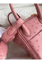 Hermes Mini Lindy Handmade Bag In Rose Sakura Ostrich Leather  Replica