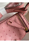 Hermes Mini Lindy Handmade Bag In Rose Sakura Ostrich Leather  Replica