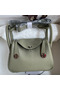 Hermes Mini Lindy Handmade Bag In Sauge Clemence Leather  Replica