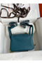 Hermes Mini Lindy Handmade Bag In Vert Bosphore Clemence Leather  Replica