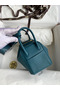 Hermes Mini Lindy Handmade Bag In Vert Bosphore Clemence Leather  Replica