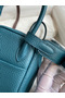 Hermes Mini Lindy Handmade Bag In Vert Bosphore Clemence Leather  Replica