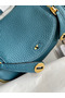 Hermes Mini Lindy Handmade Bag In Vert Bosphore Clemence Leather  Replica