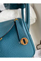 Hermes Mini Lindy Handmade Bag In Vert Bosphore Clemence Leather  Replica