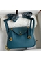 Hermes Mini Lindy Handmade Bag In Vert Bosphore Clemence Leather  Replica
