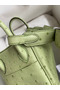 Hermes Mini Lindy Handmade Bag In Vert Cypres Ostrich Leather  Replica