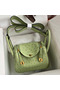Hermes Mini Lindy Handmade Bag In Vert Cypres Ostrich Leather  Replica