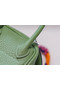 Hermes mini Lindy Togo Leather Bag LD19 green&Silver-Tone Metal  Replica