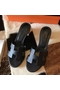 Hermes Oasis Sandals In Black Epsom Leather  Replica