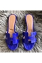 Hermes Oasis Sandals In Blue Matte Niloticus Crocodile  Replica