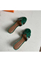 Hermes Oasis Sandals In Green Shiny Niloticus Crocodile  Replica