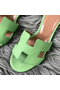 Hermes Oasis Sandals In Vert Criquet Epsom Leather  Replica