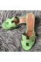Hermes Oasis Sandals In Vert Criquet Epsom Leather  Replica