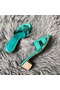 Hermes Oasis Sandals In Vert Veronese Epsom Leather  Replica