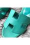 Hermes Oasis Sandals In Vert Veronese Epsom Leather  Replica